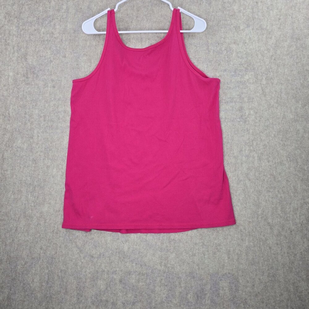 Lane Bryant Womens Plus Tank Top Pink 26/28 Cotton Blend Stretch Sleeveless - Picture 2 of 6